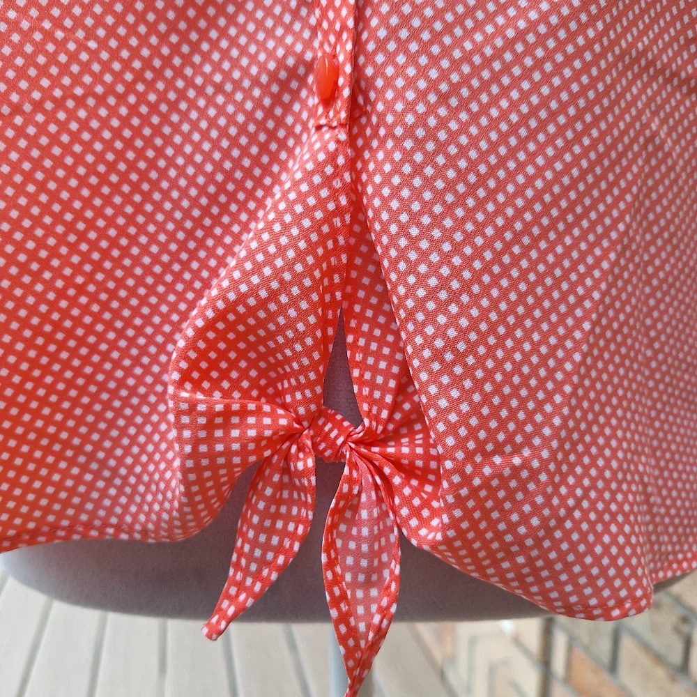 ANN TAYLOT LOFT Pink/Coral Cap Sleeve Button Down Blouse, Medium, Never Worn - Picture 7 of 8